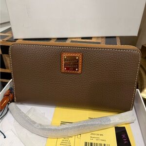 Dooney & Bourke Tan Leather Zip Wallet